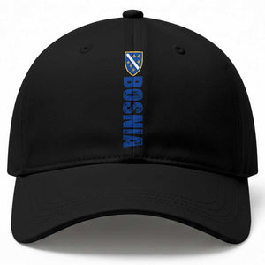 Bosnia Typography Coat of Arms Baseball Cap Golden Lily Shield Modern Graphic