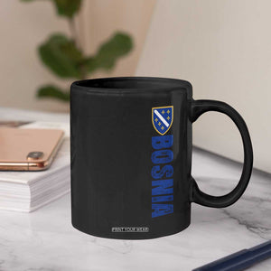 Bosnia Typography Coat of Arms Coffee Mug Golden Lily Shield Modern Graphic