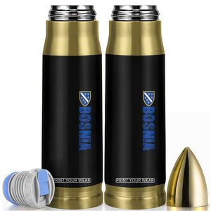 Bosnia Typography Coat of Arms Bullet Tumbler Golden Lily Shield Modern Graphic