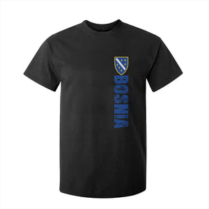 Bosnia Typography Coat of Arms T Shirt For Kid Golden Lily Shield Modern Graphic