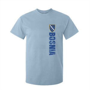 Bosnia Typography Coat of Arms T Shirt For Kid Golden Lily Shield Modern Graphic