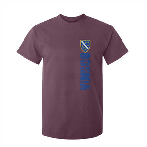 Bosnia Typography Coat of Arms T Shirt For Kid Golden Lily Shield Modern Graphic