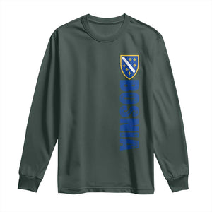 Bosnia Typography Coat of Arms Long Sleeve Shirt Golden Lily Shield Modern Graphic