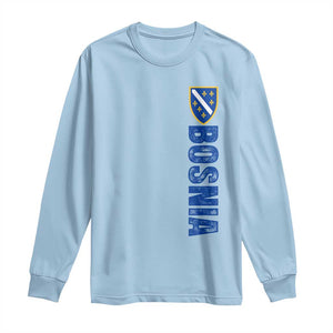 Bosnia Typography Coat of Arms Long Sleeve Shirt Golden Lily Shield Modern Graphic