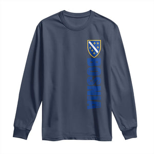 Bosnia Typography Coat of Arms Long Sleeve Shirt Golden Lily Shield Modern Graphic