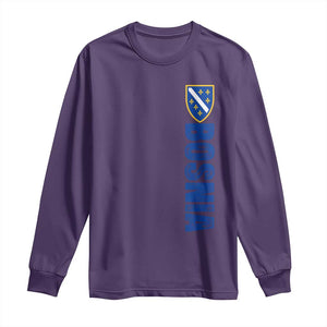 Bosnia Typography Coat of Arms Long Sleeve Shirt Golden Lily Shield Modern Graphic
