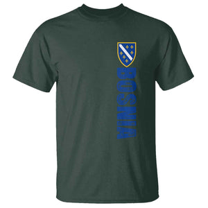 Bosnia Typography Coat of Arms T Shirt Golden Lily Shield Modern Graphic