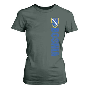 Bosnia Typography Coat of Arms T Shirt For Women Golden Lily Shield Modern Graphic