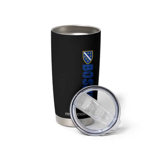 Bosnia Typography Coat of Arms Tumbler Cup Golden Lily Shield Modern Graphic