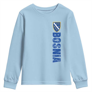 Bosnia Typography Coat of Arms Youth Sweatshirt Golden Lily Shield Modern Graphic