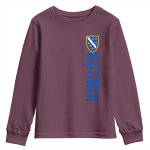 Bosnia Typography Coat of Arms Youth Sweatshirt Golden Lily Shield Modern Graphic