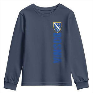 Bosnia Typography Coat of Arms Youth Sweatshirt Golden Lily Shield Modern Graphic