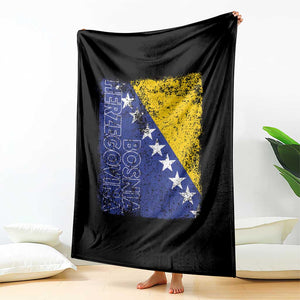 Vintage Grunge Bosnia Herzegovina National Flag Throw Blanket Bosnian Pride Soccer Heritage Sports Fan