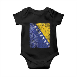 Vintage Grunge Bosnia Herzegovina National Flag Baby Onesie Bosnian Pride Soccer Heritage Sports Fan