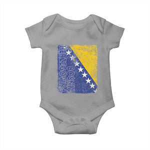 Vintage Grunge Bosnia Herzegovina National Flag Baby Onesie Bosnian Pride Soccer Heritage Sports Fan