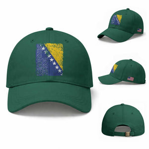 Vintage Grunge Bosnia Herzegovina National Flag Baseball Cap Bosnian Pride Soccer Heritage Sports Fan