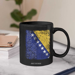 Vintage Grunge Bosnia Herzegovina National Flag Coffee Mug Bosnian Pride Soccer Heritage Sports Fan