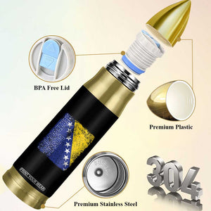 Vintage Grunge Bosnia Herzegovina National Flag Bullet Tumbler Bosnian Pride Soccer Heritage Sports Fan