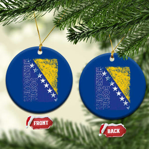 Vintage Grunge Bosnia Herzegovina National Flag Ceramic Ornament Bosnian Pride Soccer Heritage Sports Fan