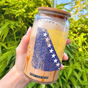 Vintage Grunge Bosnia Herzegovina National Flag Glass Can Bosnian Pride Soccer Heritage Sports Fan