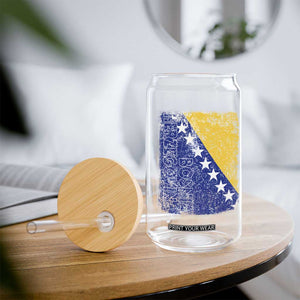 Vintage Grunge Bosnia Herzegovina National Flag Glass Can Bosnian Pride Soccer Heritage Sports Fan