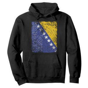 Vintage Grunge Bosnia Herzegovina National Flag Hoodie Bosnian Pride Soccer Heritage Sports Fan
