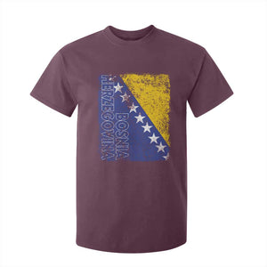 Vintage Grunge Bosnia Herzegovina National Flag T Shirt For Kid Bosnian Pride Soccer Heritage Sports Fan