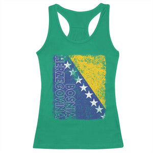 Vintage Grunge Bosnia Herzegovina National Flag Racerback Tank Top Bosnian Pride Soccer Heritage Sports Fan