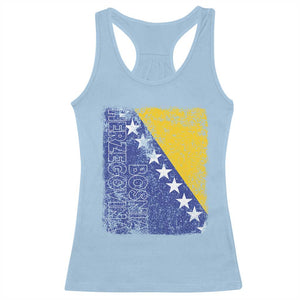 Vintage Grunge Bosnia Herzegovina National Flag Racerback Tank Top Bosnian Pride Soccer Heritage Sports Fan