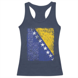 Vintage Grunge Bosnia Herzegovina National Flag Racerback Tank Top Bosnian Pride Soccer Heritage Sports Fan