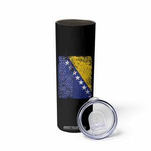 Vintage Grunge Bosnia Herzegovina National Flag Skinny Tumbler Bosnian Pride Soccer Heritage Sports Fan