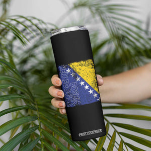 Vintage Grunge Bosnia Herzegovina National Flag Skinny Tumbler Bosnian Pride Soccer Heritage Sports Fan