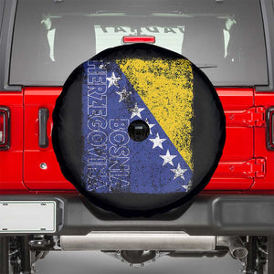 Vintage Grunge Bosnia Herzegovina National Flag Spare Tire Cover Bosnian Pride Soccer Heritage Sports Fan