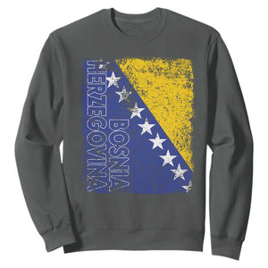 Vintage Grunge Bosnia Herzegovina National Flag Sweatshirt Bosnian Pride Soccer Heritage Sports Fan