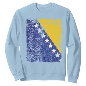 Vintage Grunge Bosnia Herzegovina National Flag Sweatshirt Bosnian Pride Soccer Heritage Sports Fan