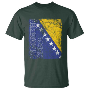 Vintage Grunge Bosnia Herzegovina National Flag T Shirt Bosnian Pride Soccer Heritage Sports Fan