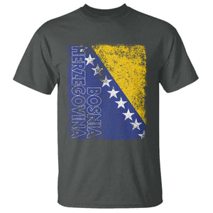 Vintage Grunge Bosnia Herzegovina National Flag T Shirt Bosnian Pride Soccer Heritage Sports Fan