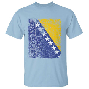 Vintage Grunge Bosnia Herzegovina National Flag T Shirt Bosnian Pride Soccer Heritage Sports Fan