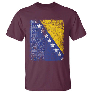 Vintage Grunge Bosnia Herzegovina National Flag T Shirt Bosnian Pride Soccer Heritage Sports Fan
