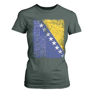 Vintage Grunge Bosnia Herzegovina National Flag T Shirt For Women Bosnian Pride Soccer Heritage Sports Fan