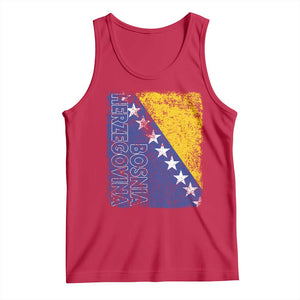 Vintage Grunge Bosnia Herzegovina National Flag Tank Top Bosnian Pride Soccer Heritage Sports Fan