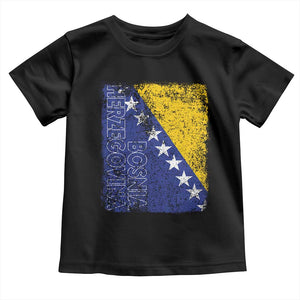 Vintage Grunge Bosnia Herzegovina National Flag Toddler T Shirt Bosnian Pride Soccer Heritage Sports Fan
