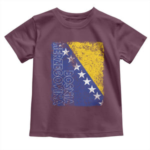 Vintage Grunge Bosnia Herzegovina National Flag Toddler T Shirt Bosnian Pride Soccer Heritage Sports Fan