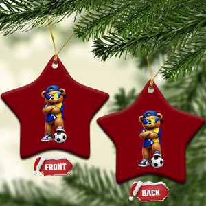 Cool Bosnia Herzegovina Flag Teddy Bear Soccer Fan Ceramic Ornament BIH Bosnian Heritage Football Lovers