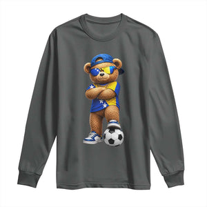Cool Bosnia Herzegovina Flag Teddy Bear Soccer Fan Long Sleeve Shirt BIH Bosnian Heritage Football Lovers