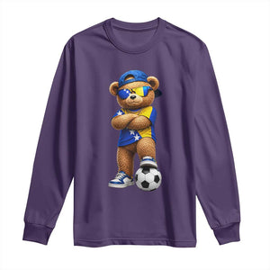 Cool Bosnia Herzegovina Flag Teddy Bear Soccer Fan Long Sleeve Shirt BIH Bosnian Heritage Football Lovers