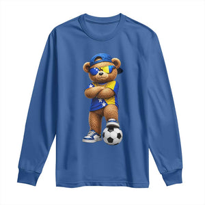 Cool Bosnia Herzegovina Flag Teddy Bear Soccer Fan Long Sleeve Shirt BIH Bosnian Heritage Football Lovers