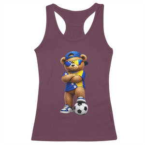 Cool Bosnia Herzegovina Flag Teddy Bear Soccer Fan Racerback Tank Top BIH Bosnian Heritage Football Lovers