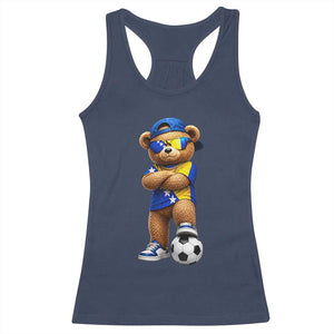 Cool Bosnia Herzegovina Flag Teddy Bear Soccer Fan Racerback Tank Top BIH Bosnian Heritage Football Lovers
