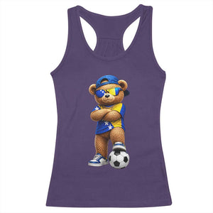 Cool Bosnia Herzegovina Flag Teddy Bear Soccer Fan Racerback Tank Top BIH Bosnian Heritage Football Lovers